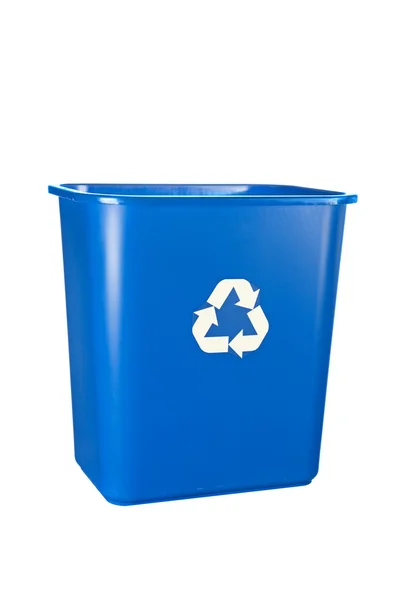 Cubo de reciclaje azul — Foto de Stock