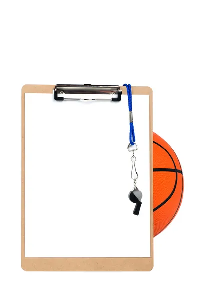 Clipboard and basketball — Stock Photo, Image