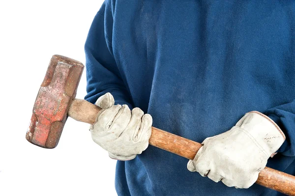 Man holding sledgehammer — Stock Photo, Image
