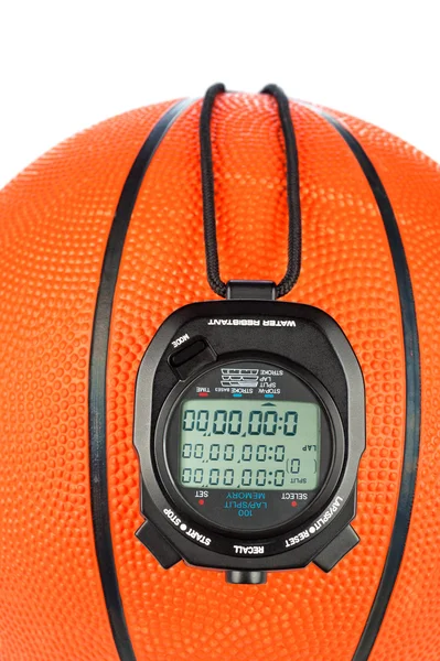 Basketball and stopwatch — Stock Photo, Image