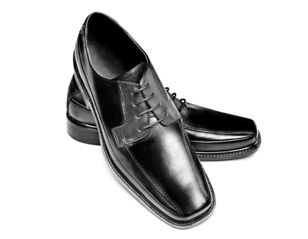 Czarne skórzane buty sukienka — Zdjęcie stockowe