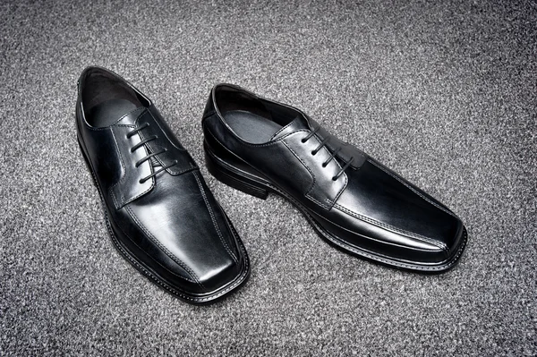 stock image Black leather dress shoes