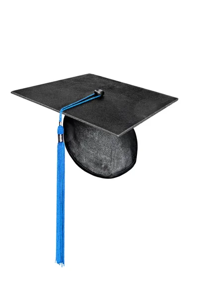 Graduation cap with blue tassel — Stock Photo, Image
