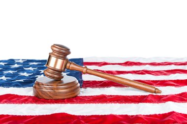 Gavel on American flag clipart