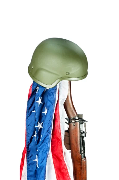 Rifle and helmet memorial — Stock Photo, Image