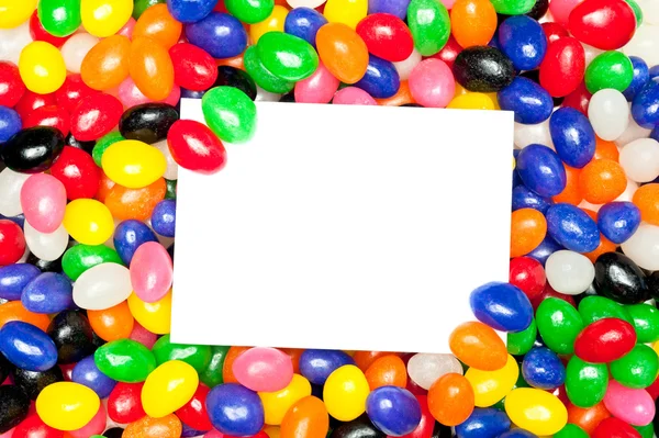 Kaart en jellybeans — Stockfoto