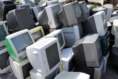 Old broken computers monitors clipart