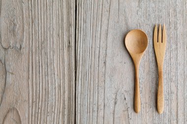 Wooden spoon and fork clipart