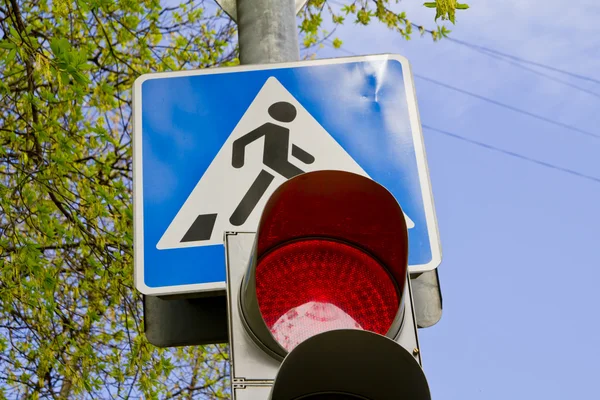 Crosswalk and traffic light — Stock Photo, Image