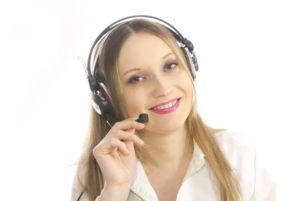 Blond girl with headphones — Stock Photo, Image
