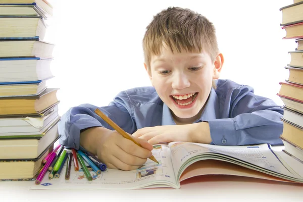 Chlapec dělat domácí úkoly — Stock fotografie
