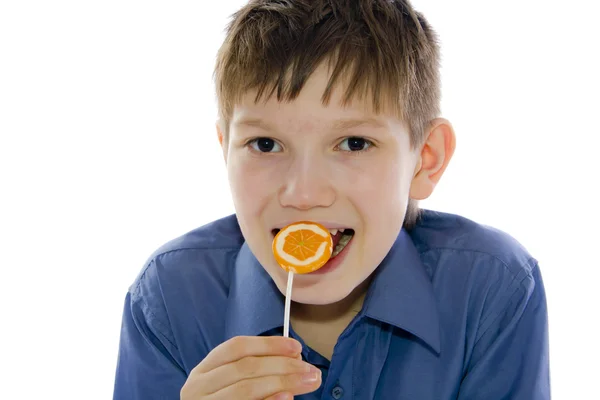 Boy with lollipop — Stock Photo, Image