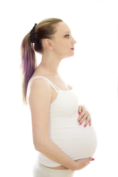 白で妊娠中の女性 — ストック写真