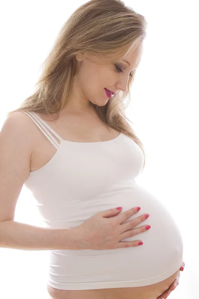 Schwangere in Weiß — Stockfoto