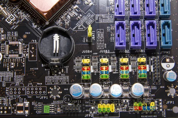 Serial ATA (SATA) slots on the PC motherboards — Stock Photo, Image