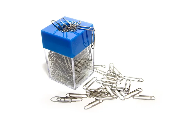 Box of paper clips — Stock Photo, Image