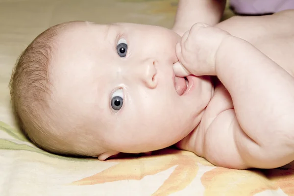 Gray-eyed baby portrait close up — Stock Photo, Image