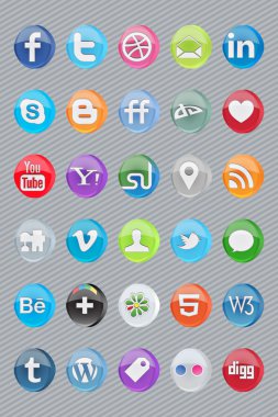 30 glossy oval social icons clipart