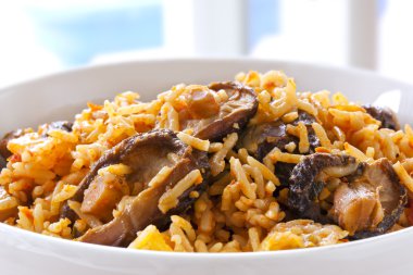 Rice with Shitake Mushrooms. clipart