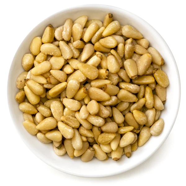 Pine Nuts in White Bowl — Stock Photo, Image