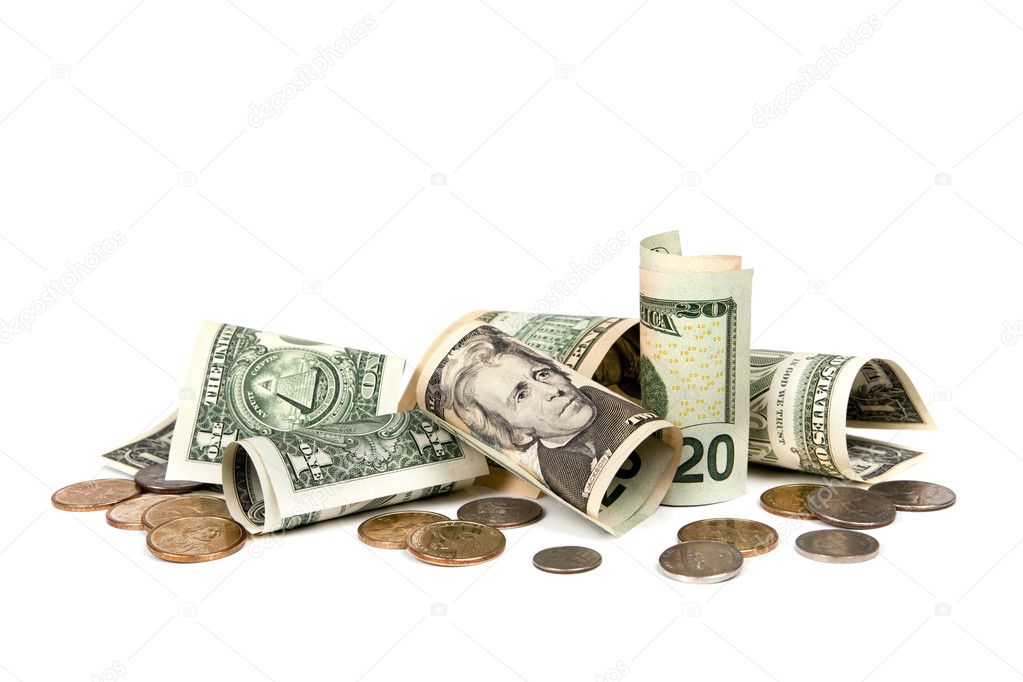 American Money over White Background