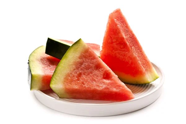 Slices of Seedless Watermelon over White Background — Stock Photo, Image