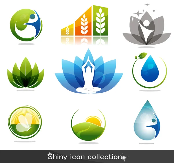 Iconos de salud y naturaleza — Vector de stock