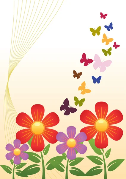 Flower & Butterfly — Stock Vector