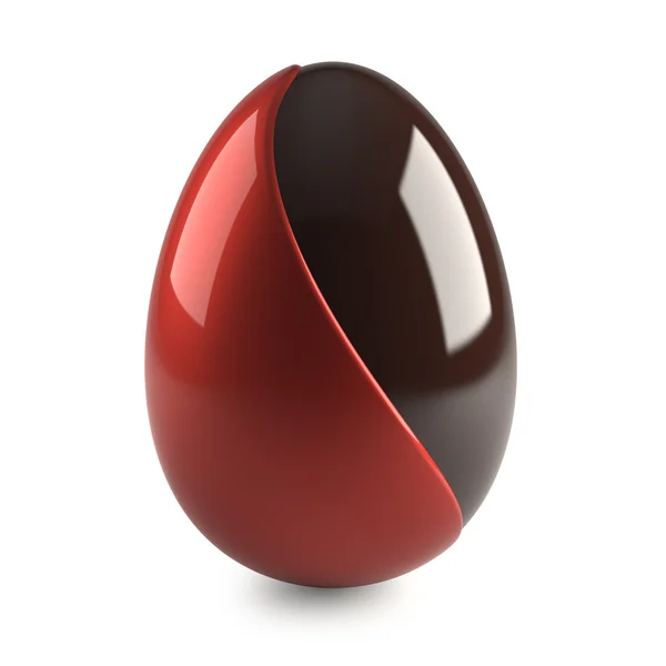 Čokoládové velikonoční vajíčko s červeným dekorace — Stock fotografie