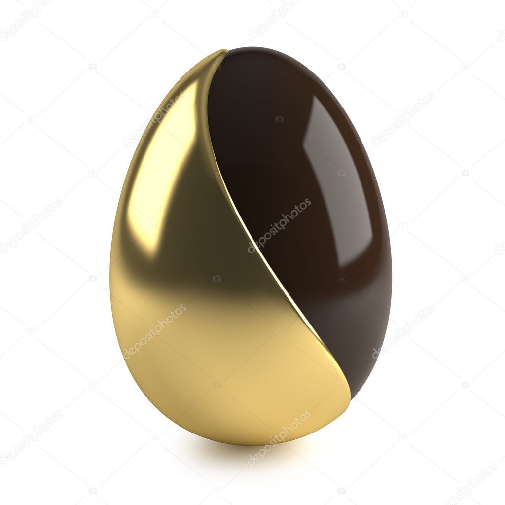 Chocolate Easter Egg with golden decoration