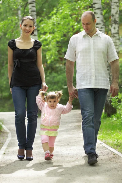 Family walking in summer park — Stock Photo, Image