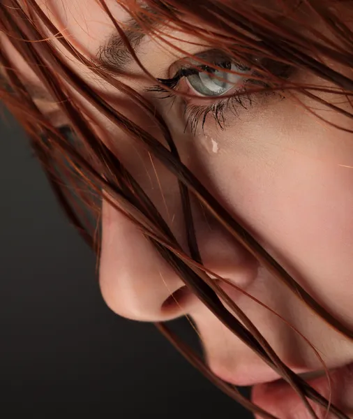 Chica belleza llorar — Foto de Stock