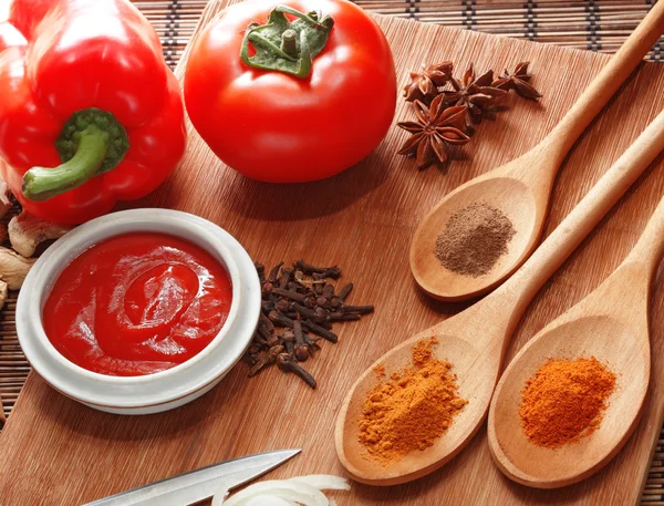 Sauce ingredient on wood table — Stock Photo, Image