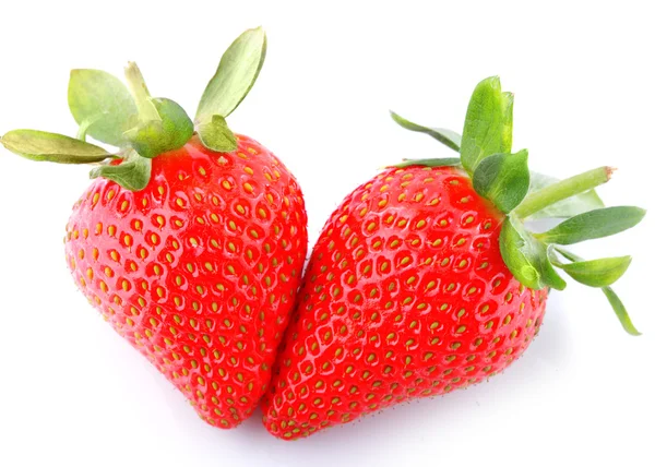 三个白色背景的草莓 — 图库照片