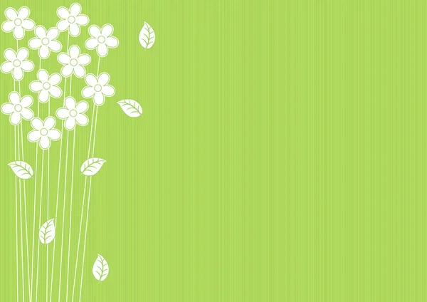 Abstrakcyjne zielone tło z kwiatami — Wektor stockowy