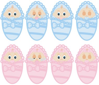 Newborn boy and girl clipart