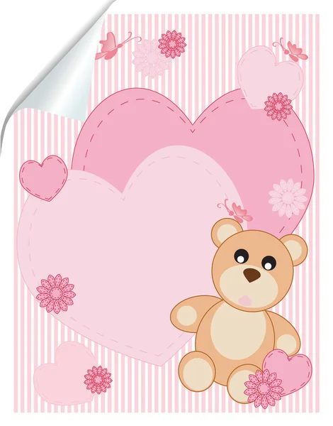 Abstract background with hearts and bear — Stock Vector