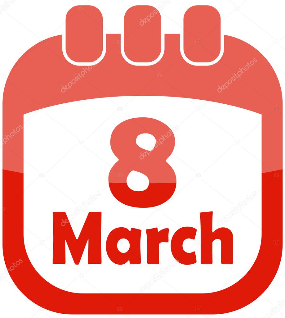 Icon of March 8 in a calendar