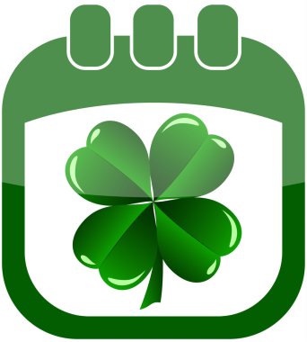 Icon St Patrick Day in a calendar with shamrock clipart