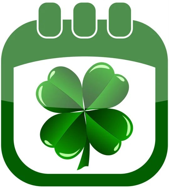 A shamrock naptár ikon St Patrick nap — Stock Vector