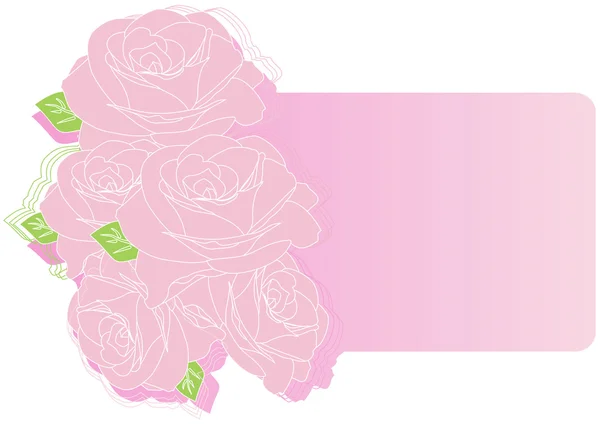 Tarjeta de felicitación con rosas rosadas — Vector de stock