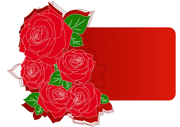 赤いバラとグリーティング カード — ストックベクタ
