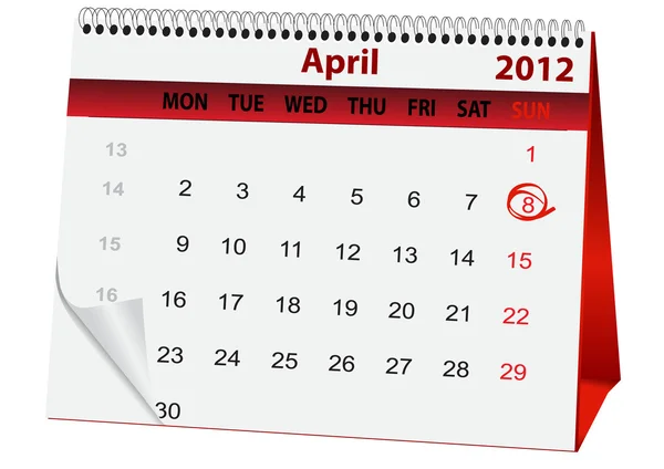 Calendario delle vacanze dopo Pasqua — Vettoriale Stock
