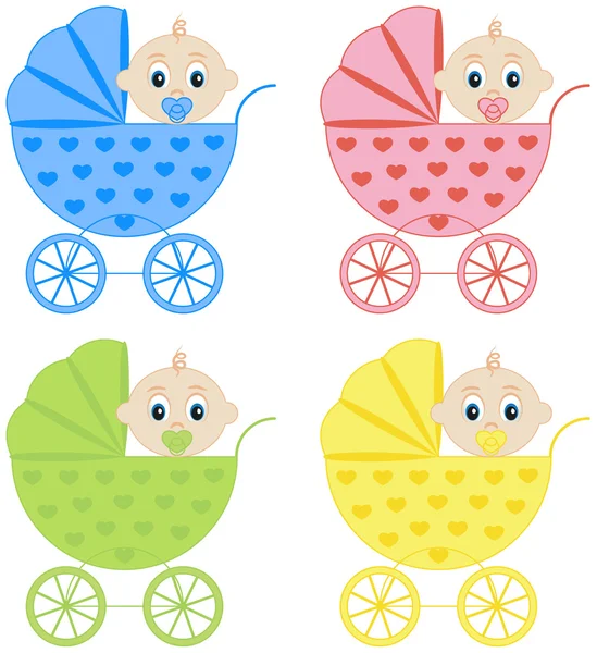 Collection of baby carriages — Stock Vector
