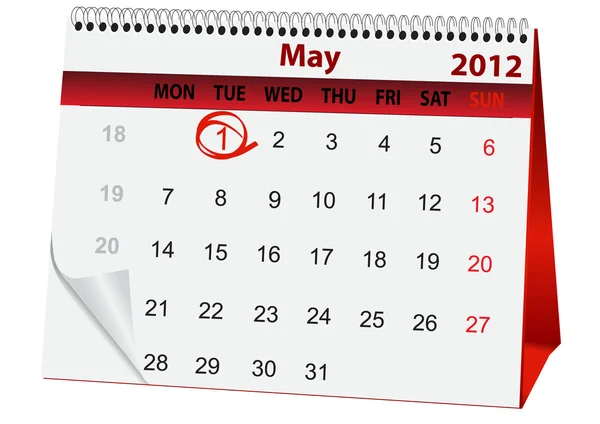 Праздничный календарь на 1 мая — стоковый вектор