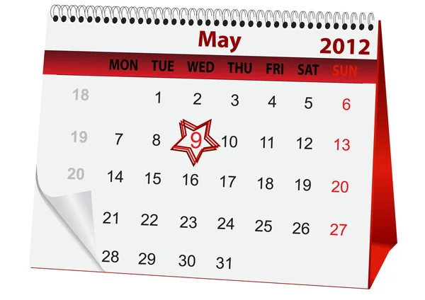 Calendário de férias para 9 de maio — Vetor de Stock