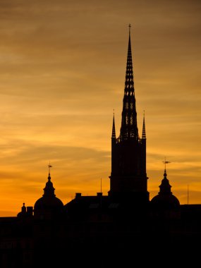 Stockholm cityscape gün batımında