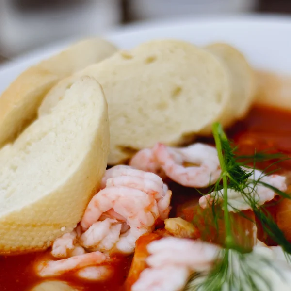 Zupa rybna z sosem aioli Zdjęcie Stockowe