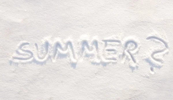 Word summer? written in snow — Stock Photo, Image