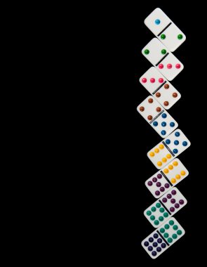 Colorful dominoes in numerical order on black background clipart